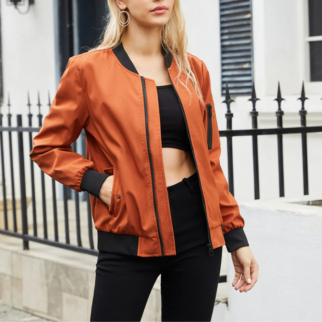 Modische Bomberjacke Frauen Lässig Stil
