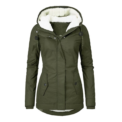 Damenschutzjacke Warm Plüsch Kapuze Winter
