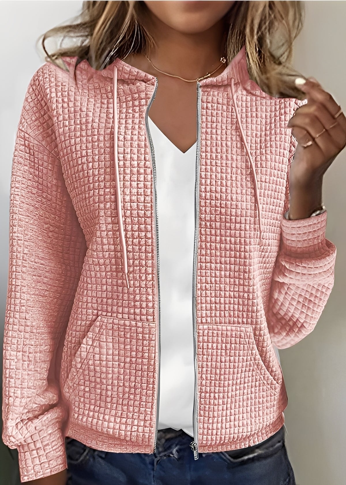 Modischer Cardigan Frauen Kapuze Taschen - IdealeKleiden