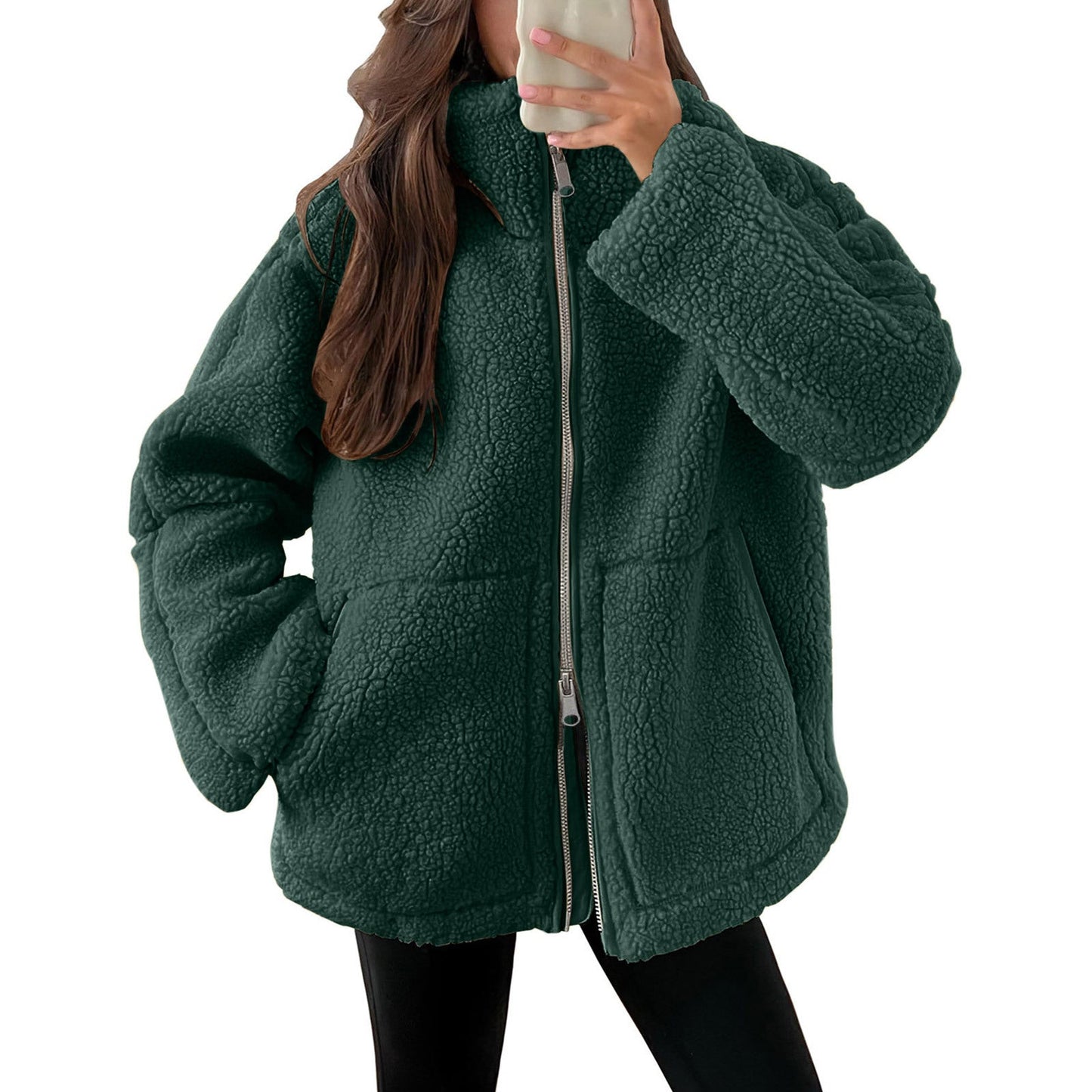 Weiche Frauenjacke Teddy Look Wolle