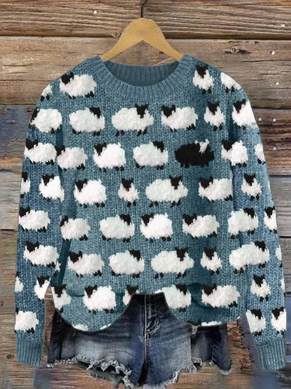 Gemütlicher Schaffell-Pullover Vintage-Look