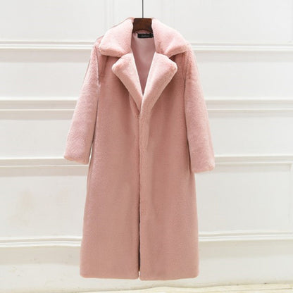 Damen Kunstpelz Mantel Elegant Weit