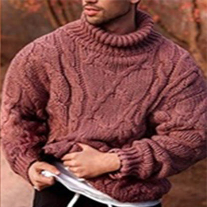 Übergrößer Sweater Hochkragen Wolle Kabelstrick