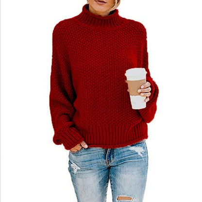 Damen Pullover Grobstrick Weich Bequem