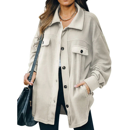 Fleece-Jacke Damen Warm Knopfverschluss