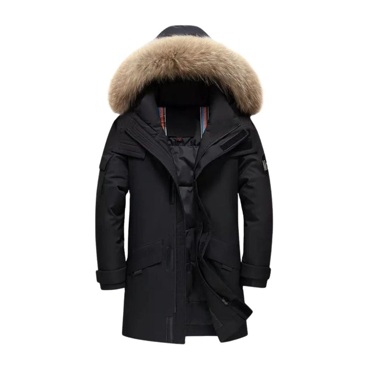 Herren Wintermantel mit Fellkapuze