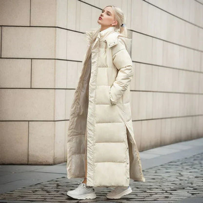 Winter Daunenmantel Lang Damen - Warm & Bequem Kapuze