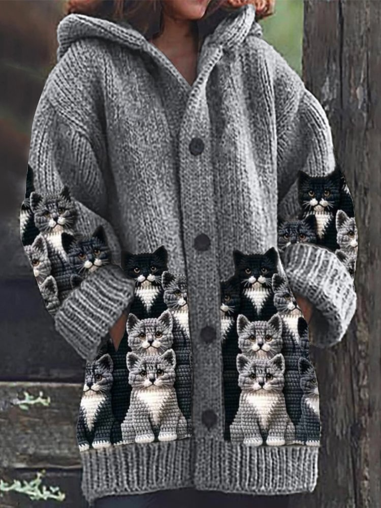 Weiches Katzen Cardigan Gemütlich Gestrickt