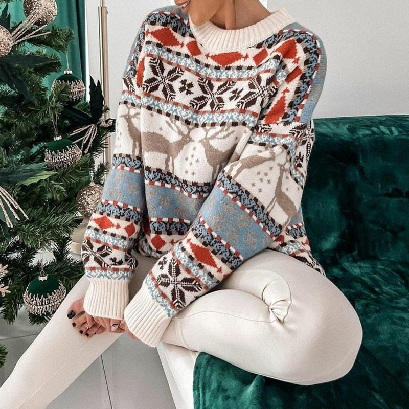 Weihnachtspullover Frauen Rollkragen Elegant