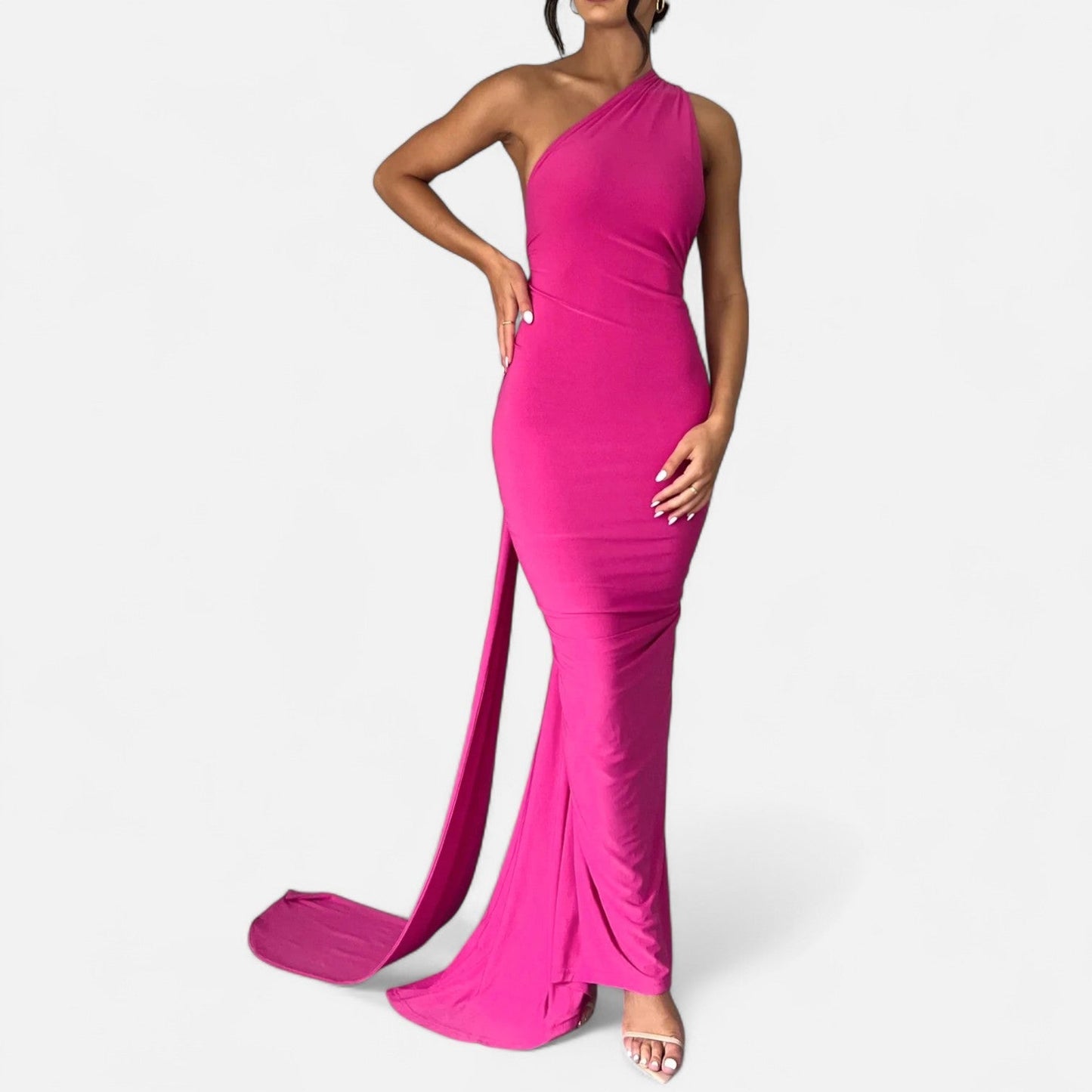 Damen Maxikleid Elegantes Schulterfrei Design