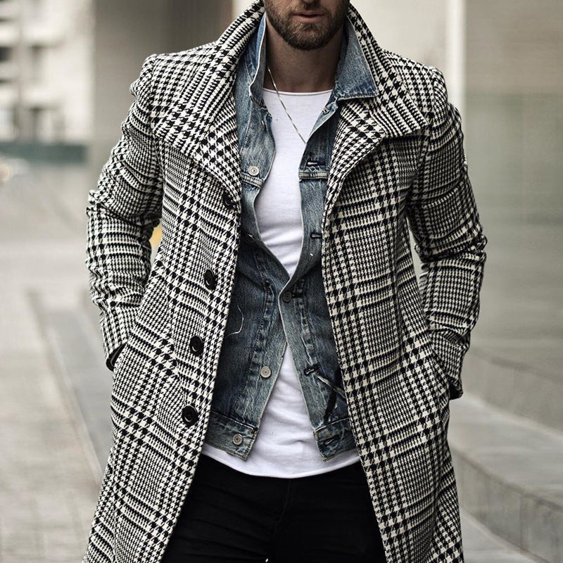 Herren Karomantel Elegantes Design Moderner Schnitt