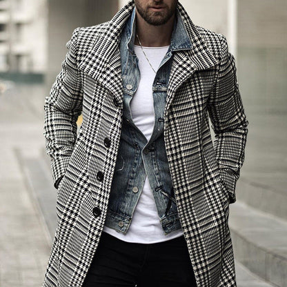 Herren Karomantel Elegantes Design Moderner Schnitt