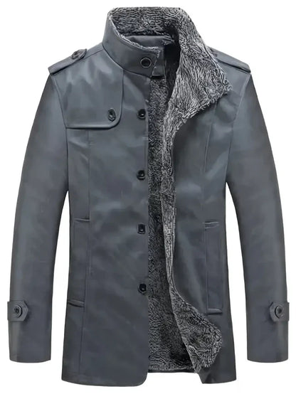 Herren Lederjacke Warm Fleece Innenfutter