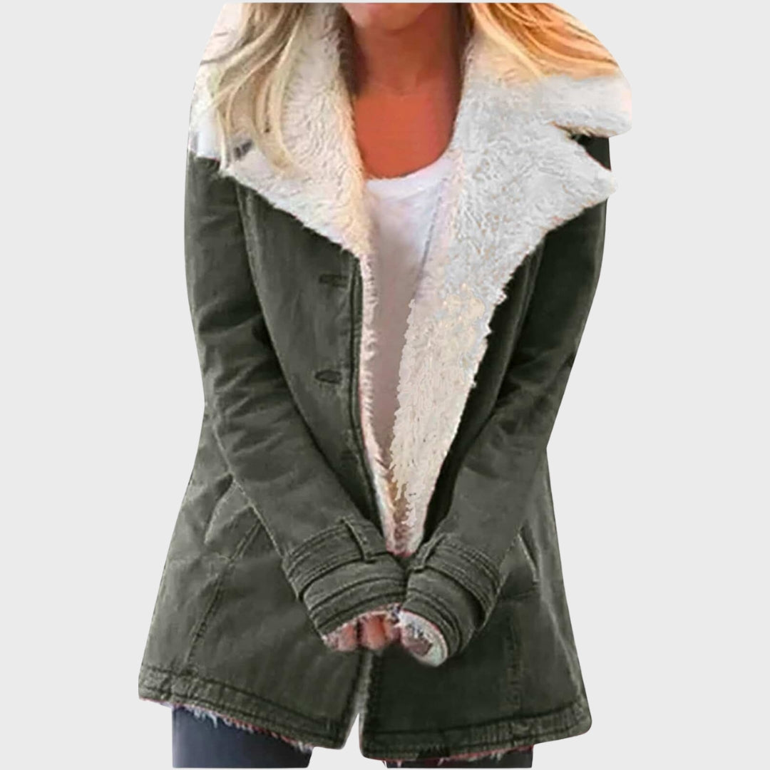 Winter Parka Mantel Faux Lammfell Gefüttert