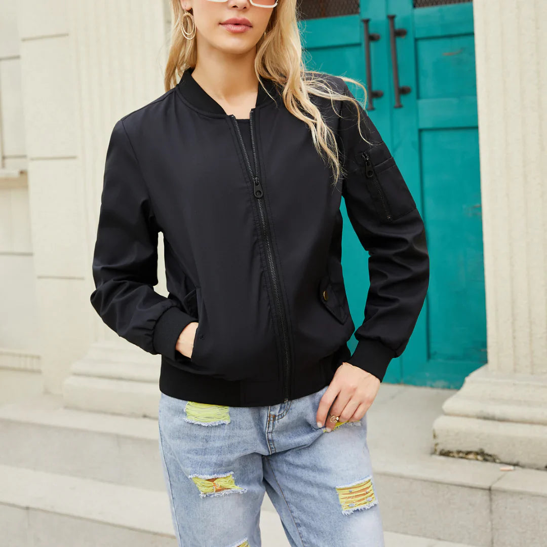 Modische Bomberjacke Frauen Lässig Stil