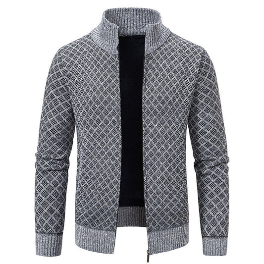 Karierte Herrenjacke Modern Hoher Kragen - IdealeKleiden