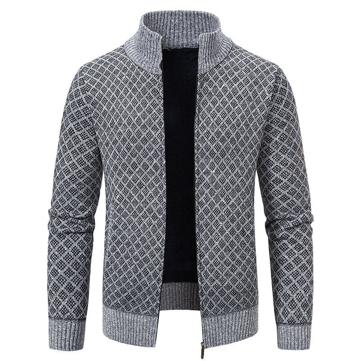 Karierte Herrenjacke Modern Hoher Kragen - IdealeKleiden