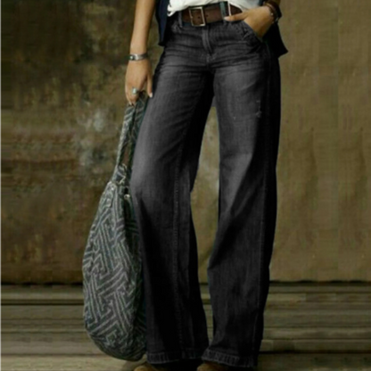 Hohe Damen-Hose Weite Beinpartie