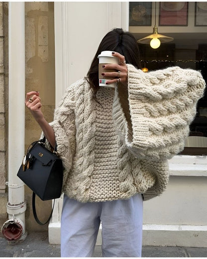 Große Größen Pullover Gemütlich Gestrickt