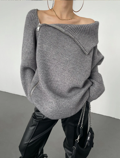 Roter Pullover Stehkragen Einfach Stilvoll