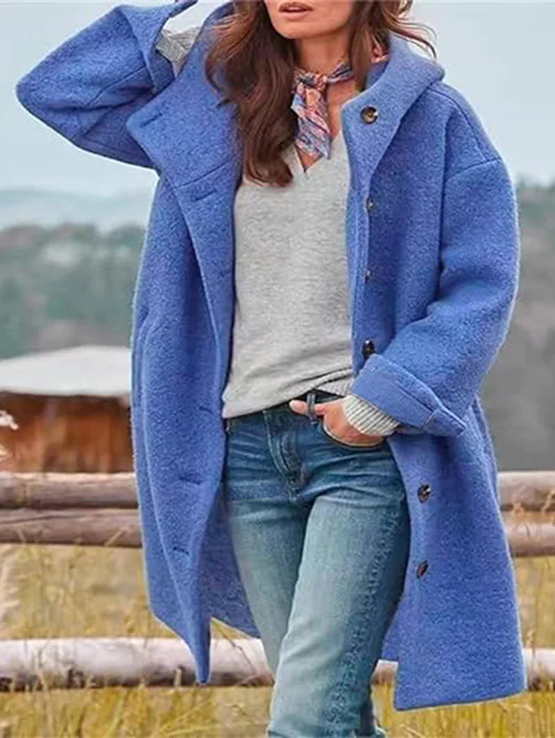 Warme Wolljacke Damen Kapuze