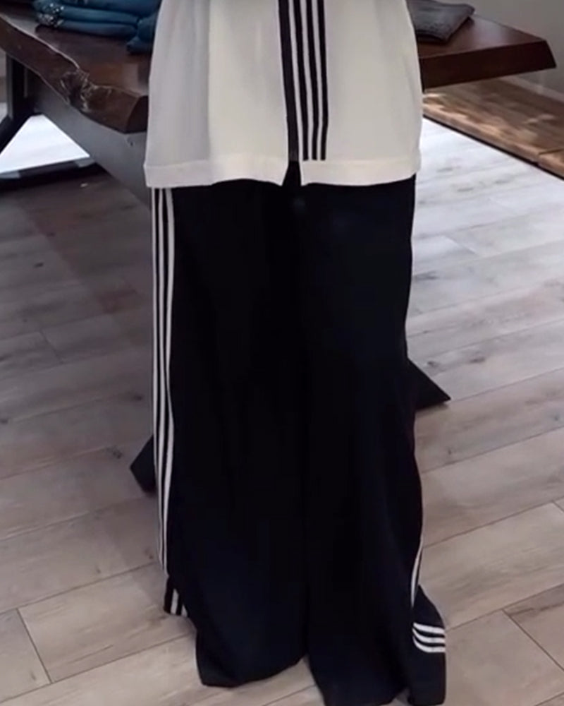 Kapuzenanzug Stripes Leger Trendy Zweiteiler