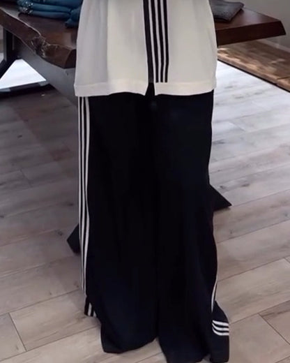 Kapuzenanzug Stripes Leger Trendy Zweiteiler