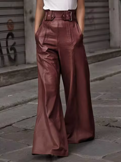 Elegante Lederhosen Damen Hochwertig Plisé