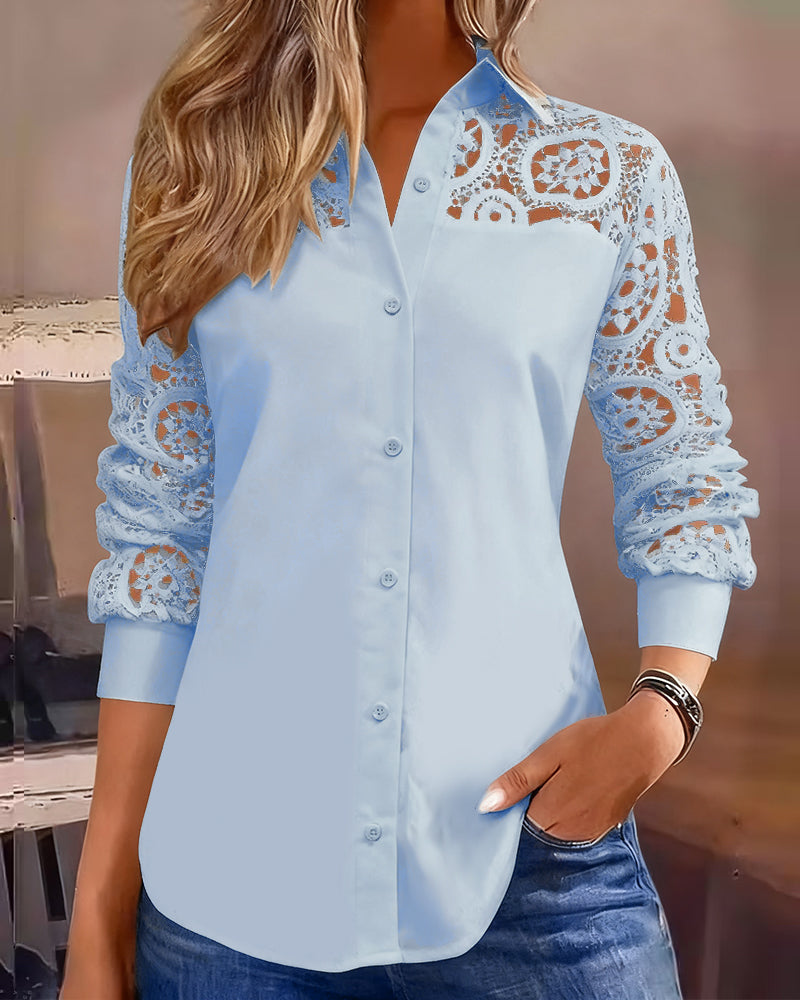 Elegante Kleid Damen Uni Spitze Patchwork