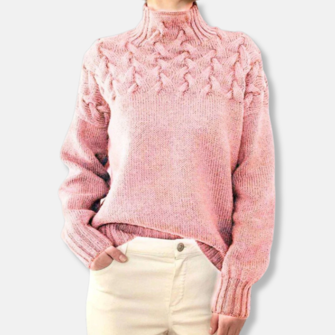 Wolle Pullover Hochhalsschutz Bequem Kabelmuster
