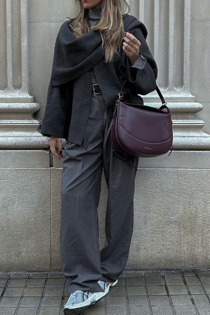 Oversized Wollmantel Elegant Langärmlig