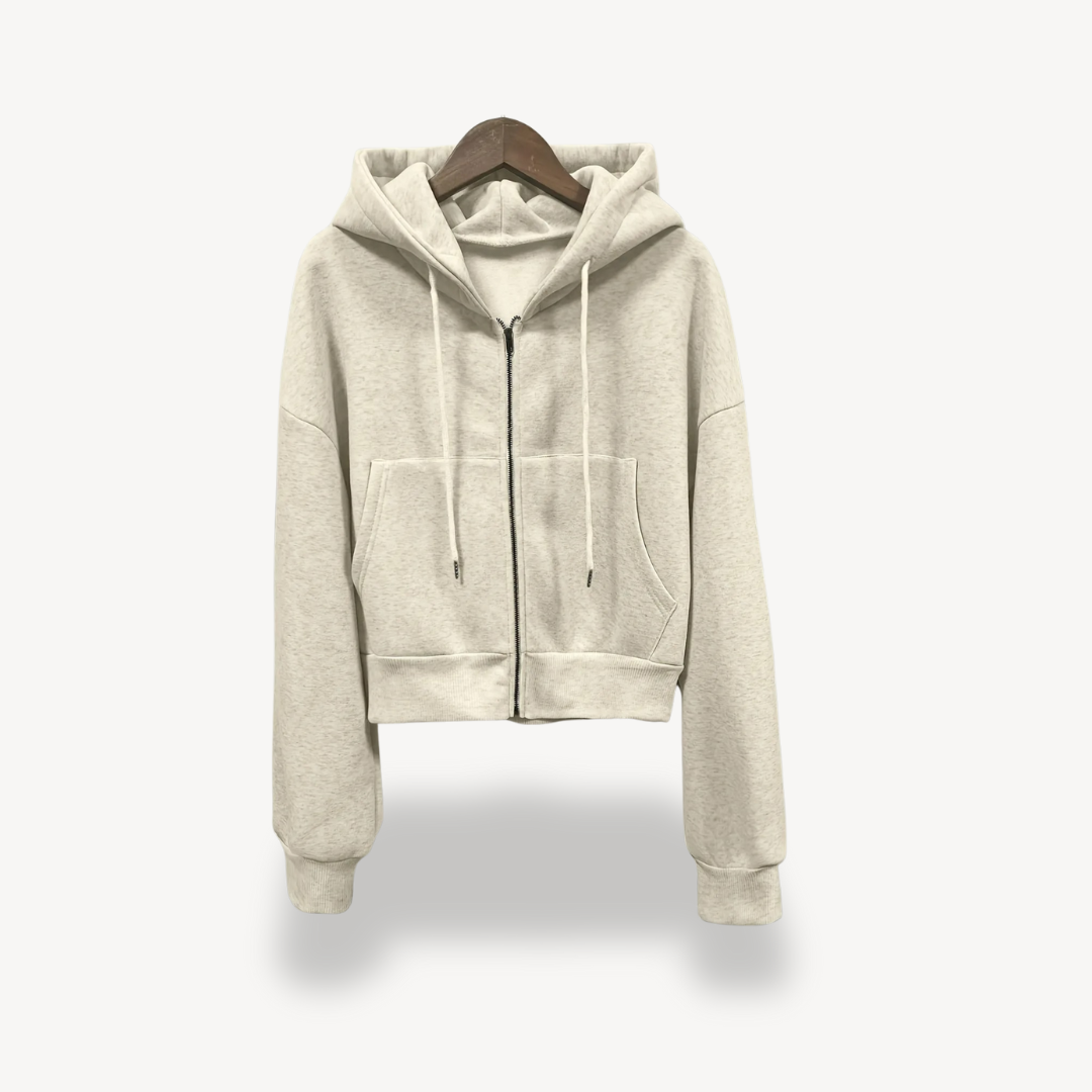 Modische Damenhoodie Kurz Zip