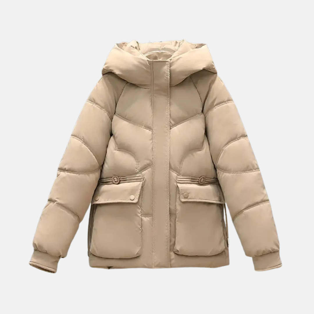 Kapuzen-Pufferjacke Relaxed Fit Damenschnee