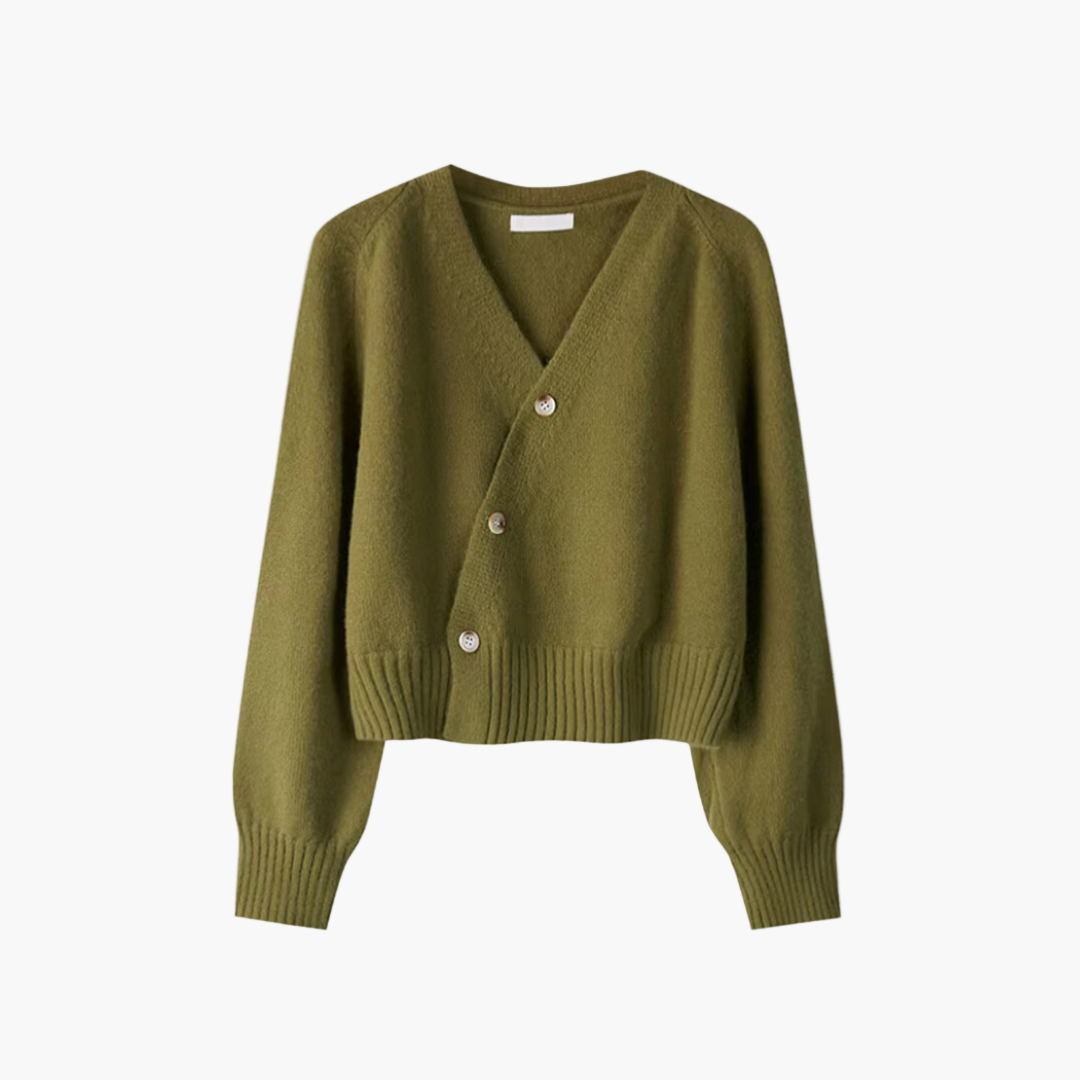 Stilvolle Strickjacke V-Ausschnitt Damen Cardigan Modern