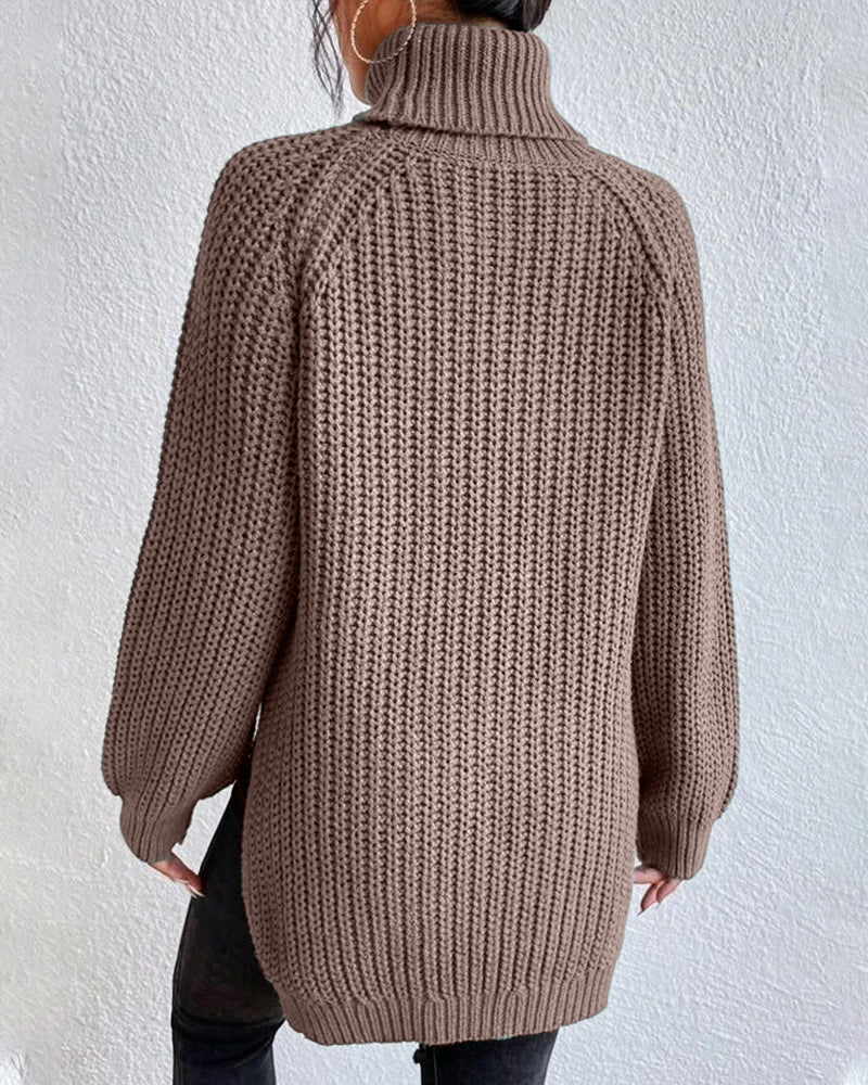 Damen Pullover Herbst Rollkragen Großzügig - IdealeKleiden