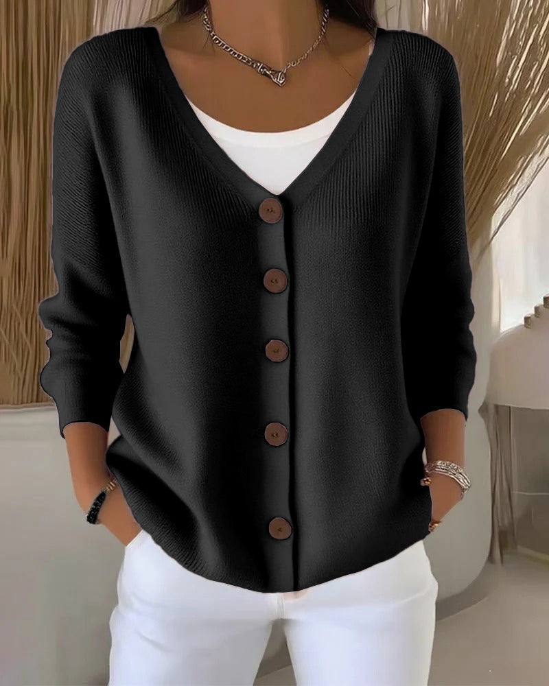 Elegante Kleid Damen Einfarbig Knöpfe