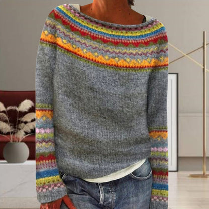 Stylischer Strickpullover Geometrisches Muster - IdealeKleiden