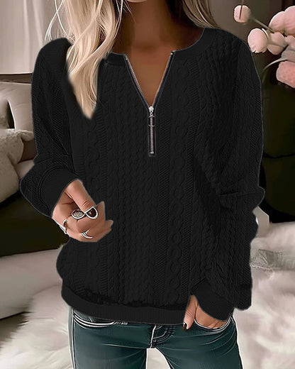 Lässiger Strickpullover Mit Halbzippverschluss