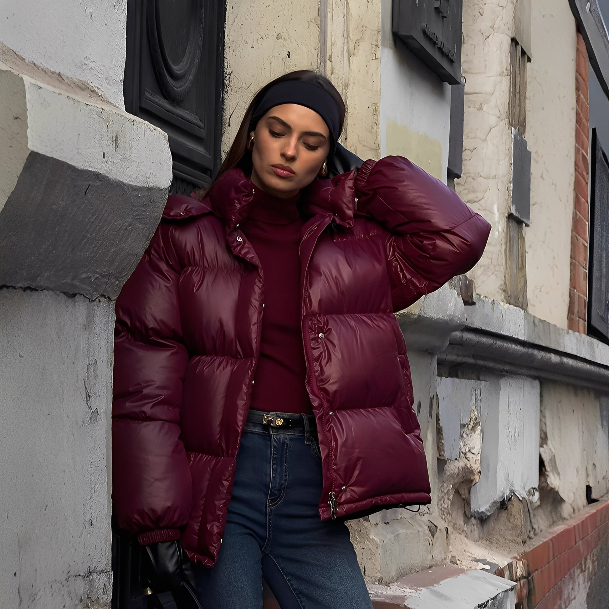 Damen Winterjacke Abnehmbare Kapuze Warm - IdealeKleiden