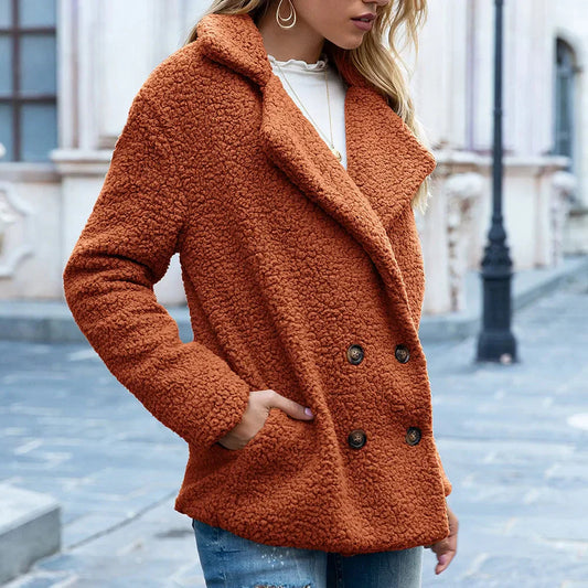 Damen Mantel Mittellang Zweireihig Elegent - IdealeKleiden