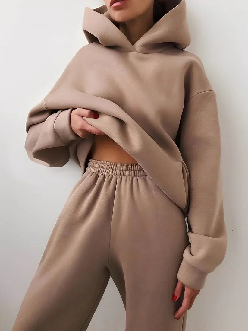 Damen Jogginganzug Kapuze Soft Pastell