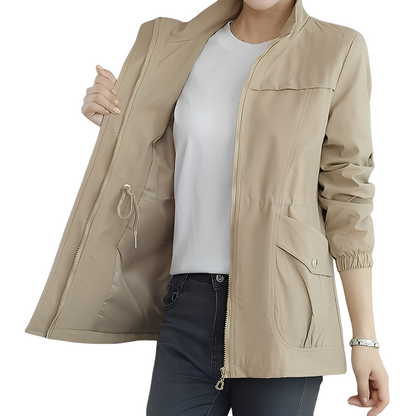 Modische Damenjacke mit verstellbarem Bund - IdealeKleiden