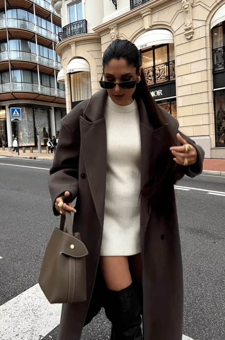 Große Damen Wollmantel Elegant Knöpfe Übergröße
