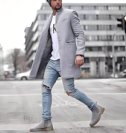 Stylisher Wollmantel Herren Lang