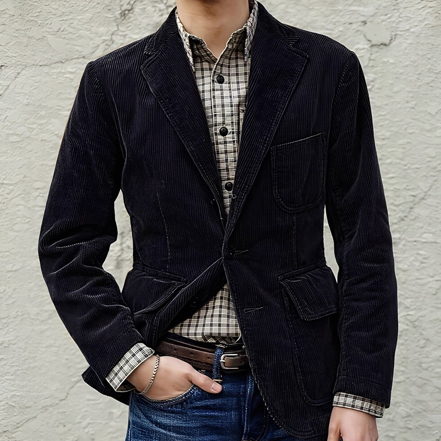 Herren Wolljacke Bequem Mit Taschen