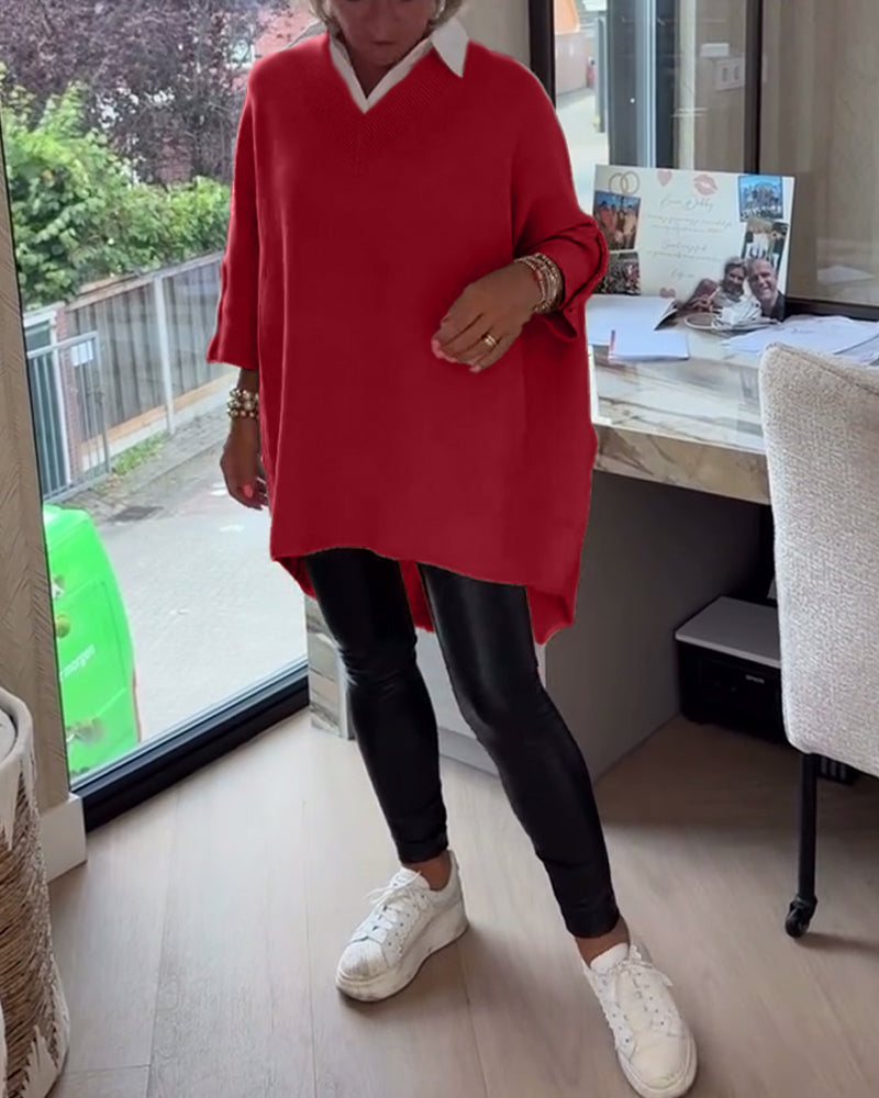 Frauenkleid V-Ausschnitt Asymmetrisch Chic