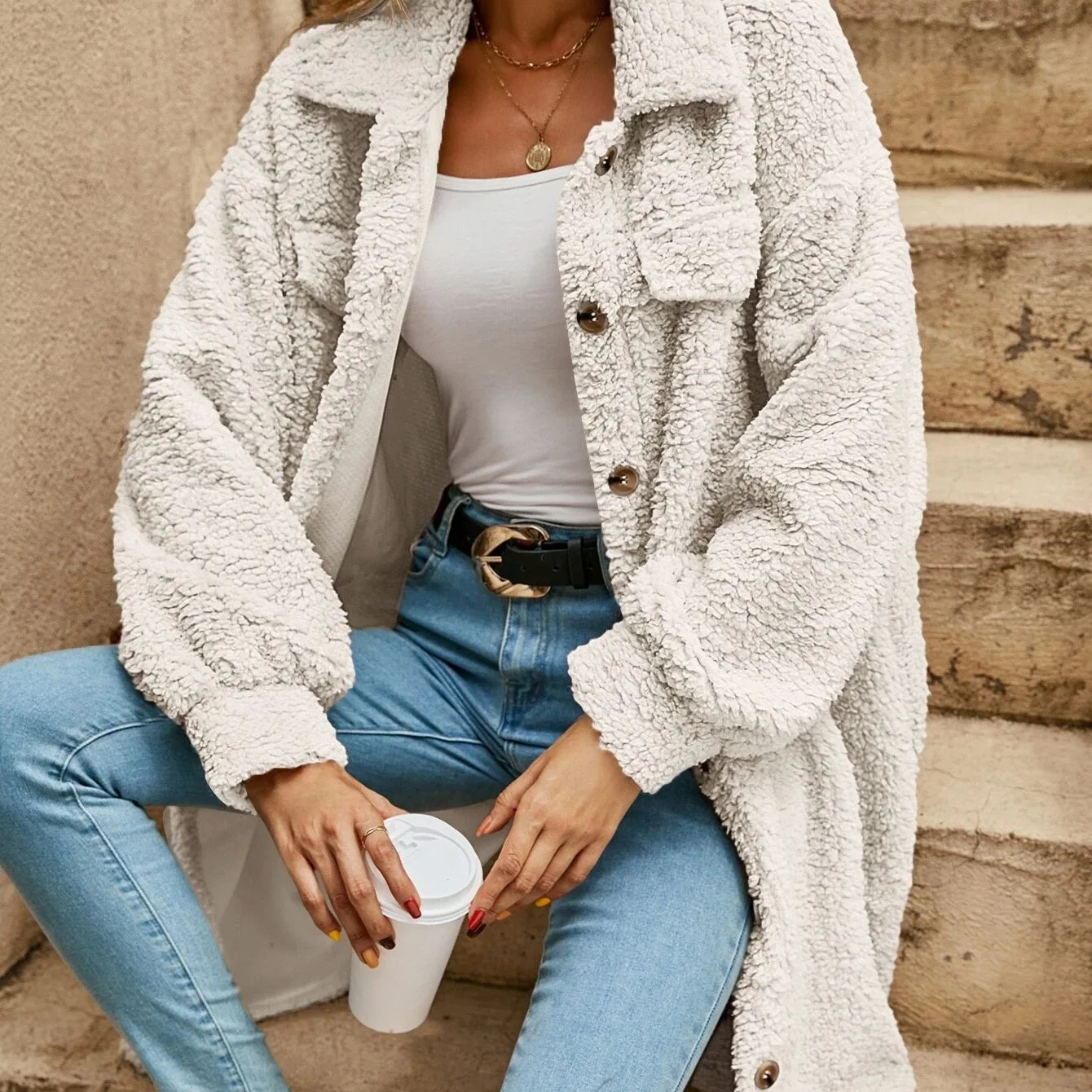 Schicke Damenmantel Teddy Herbst Trend