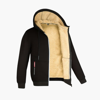 Gemütliche Herrenjacke Fleecegefüttert Kapuze Warm