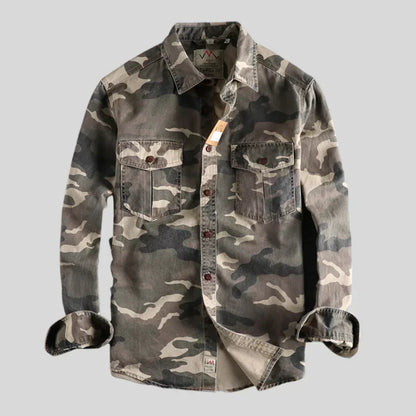 Herren Overshirt Camo Langarm mit Knöpfen