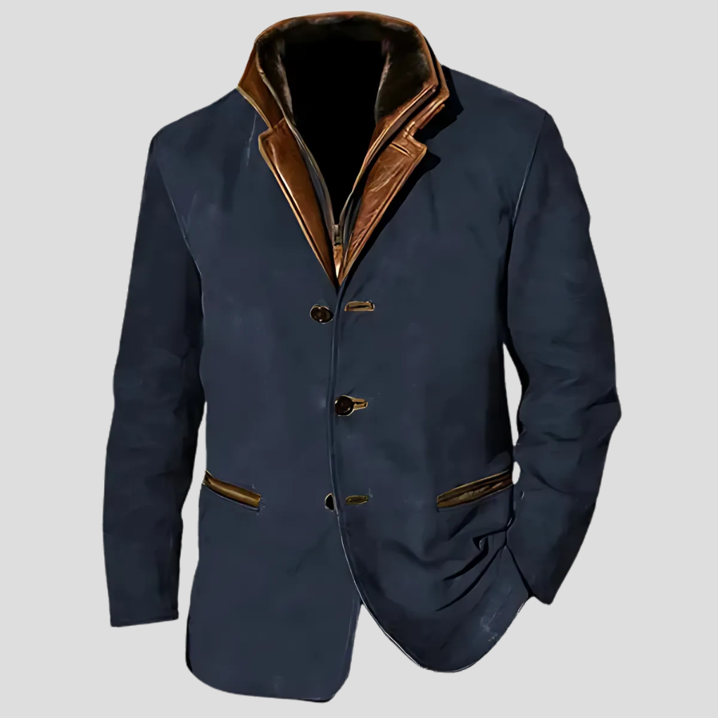 Moderne Herrenjacke Retro Style Kontrastkragen